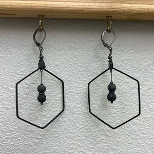 Hexagon Hoop Clasp Earrings Handmade